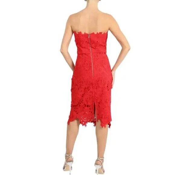 NWT! Adelyn Rae Dress ONLY $79 RETAIL $158 Jade Strapless Woven Lace RED Size XL - Picture 2 of 8